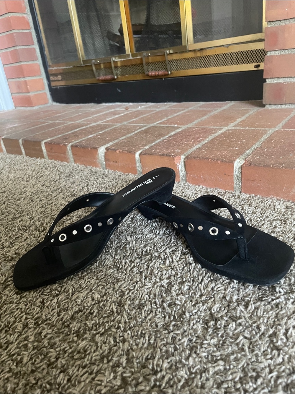 No Boundaries Black Studded Thong Sandals